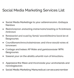 Social Media Marketing Services List